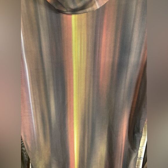 Bailey/44 Long-sleeve High-neck Vertical Gradient Striped Semi Sheer Mesh Top L - Picture 4 of 8